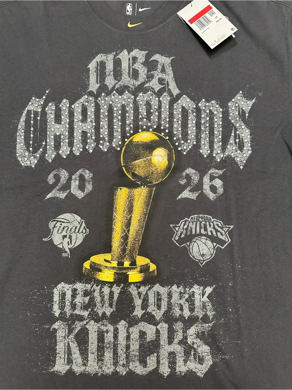 Nike Knicks Championship Black Gray Locker Room Bling Tshirt